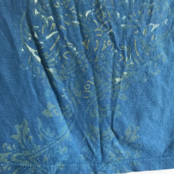 Blue Floral Scrollwork Juniors Short Sleeve Tee M - Picture 4 of 5